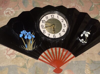 yamanaka QUARTZ Japan 置時計 Vintage Yamanaka Japan Fan Wall Clock Atomic Age Kitsch Mid