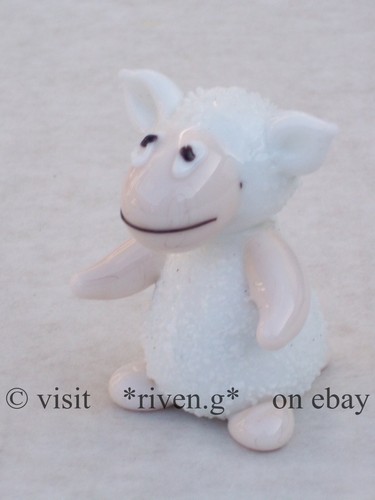 LAMB FIGURINE@Glass Caricature Ornament@Collectable WOOLLY FARM Animal@BAA SHEEP - Picture 3 of 12