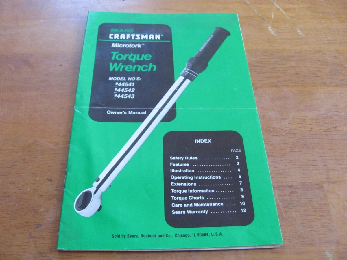 Craftsman torque wrench manual hotsell