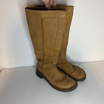 VTG Dr Martens 2B17 Knee High Tan Soft Leather Zip Tall Chunky Boots US  UK