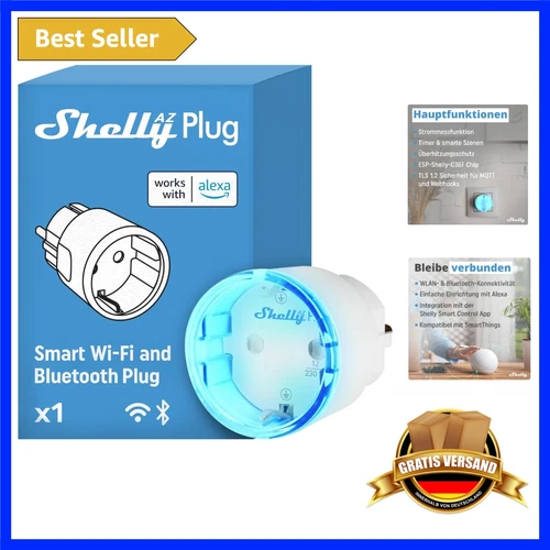 AZ Plug Smarte Steckdose - WLAN 12A, Energiemessung, ohne Hub, Schutzmechanismen