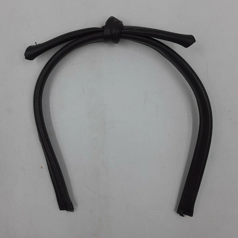 Ladies Genuine Leather Black Headband w/ Bow - Goth Mod Rocker Punk Style - Image 2 of 4