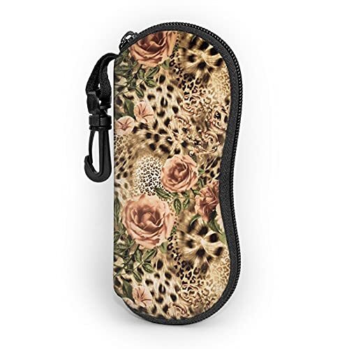 Fashion Glasses Case Cover Soft Sunglasses Case Portable Leopard Brown Rose