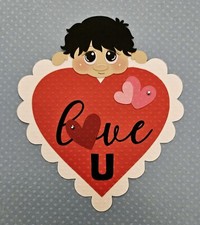 Love You Heart Boy Black Hair. Scrapbook, Card making Paper Piecing
