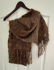 Shawl/wrap handwoven artisan made 78x20, 6" fringe multicolor lightweight soft