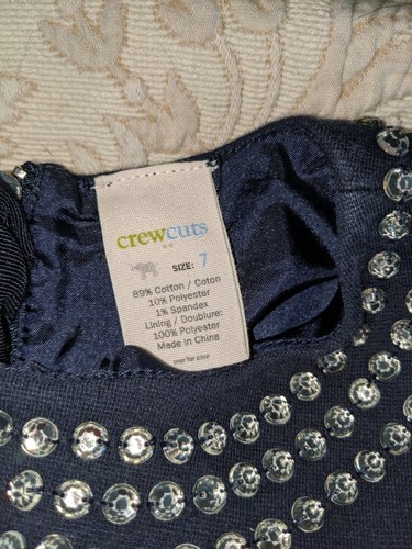 Crewcuts Girls Sz. 7 " Jewel" Design Navy Sleeveless Dress. Cute - Picture 8 of 11