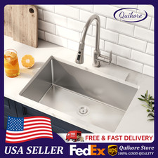 Quikore 27 Inch Undermount 16 Gauge Stainless Steel Handmade Deep Kitchen Sink