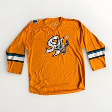 San Jose Sharks Barracuda Hockey Neon Orange Hockey Jersey Game Giveaway XL