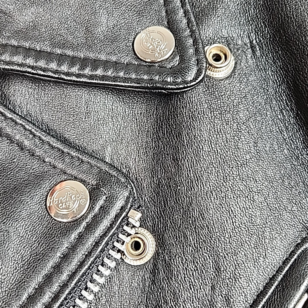 Vintage Hard Rock Cafe Washington DC Leather Biker Jacket Men L Black 90s Moto image 8