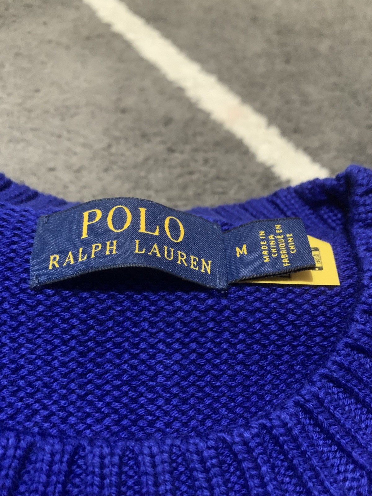 Polo Ralph Lauren Bear Chunky Cotton Knitted Jumper Blue Men's Medium RRP £650 image 4