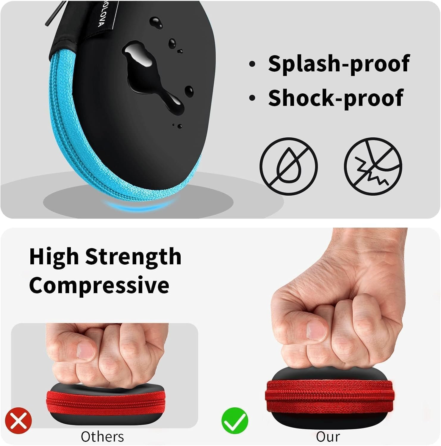 for Earbuds Carrying Case, 2Pack, Red+Blue Small Oval Storage Cases, Portable St