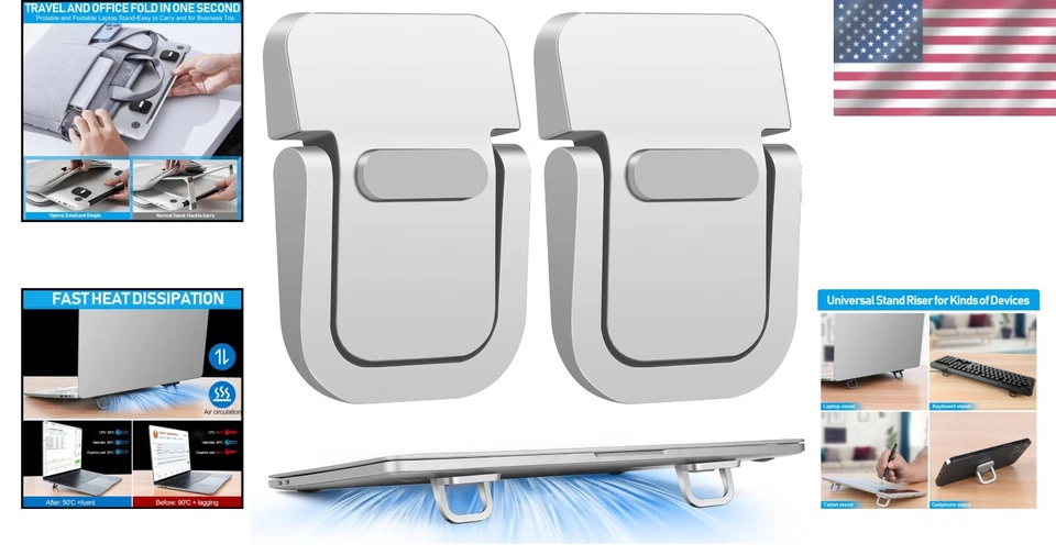 Elegante soporte plateado para computadora portátil con enfriamiento ventilado para mayor comodidad Foto 2 de 4