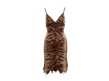 Brown Adam Jones Wool & Cashmere-Blend Tiger Intarsia Knit Dress Size US S