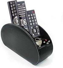 Remote Control Holder Organizer - Table Desk Leather Control Storage with Black