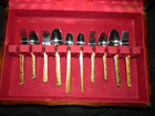 VINTAGE NORITAKE "ESPERANZA" EROS GOLD STAINLESS FLATWARE, 47 Pc. FILLER SET, EX — photo 3