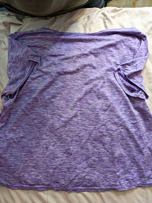 Real Essentials Women Plus 3X Purple Heathered Stretch Crew Tee