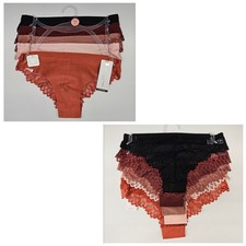 ADRIENNE VITTADINI 5 Pk Womens Small Back Lace Panties Black Brown Beige Copper