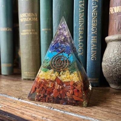 7 Chakra Copper Spiral Pyramid, Meditation Tool, Mindfulness Gift Idea