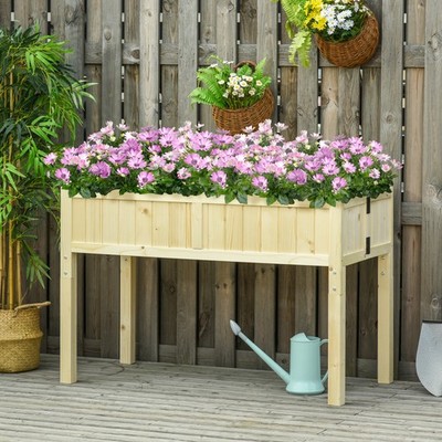 Outdoor Patio Balcony & Backyard Plant Box w/ Included Inner Liner & Wood Build