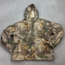 RealTree Jacket Adult Large Brown Work Wear Camo Hunting Hood Rain Coat Men