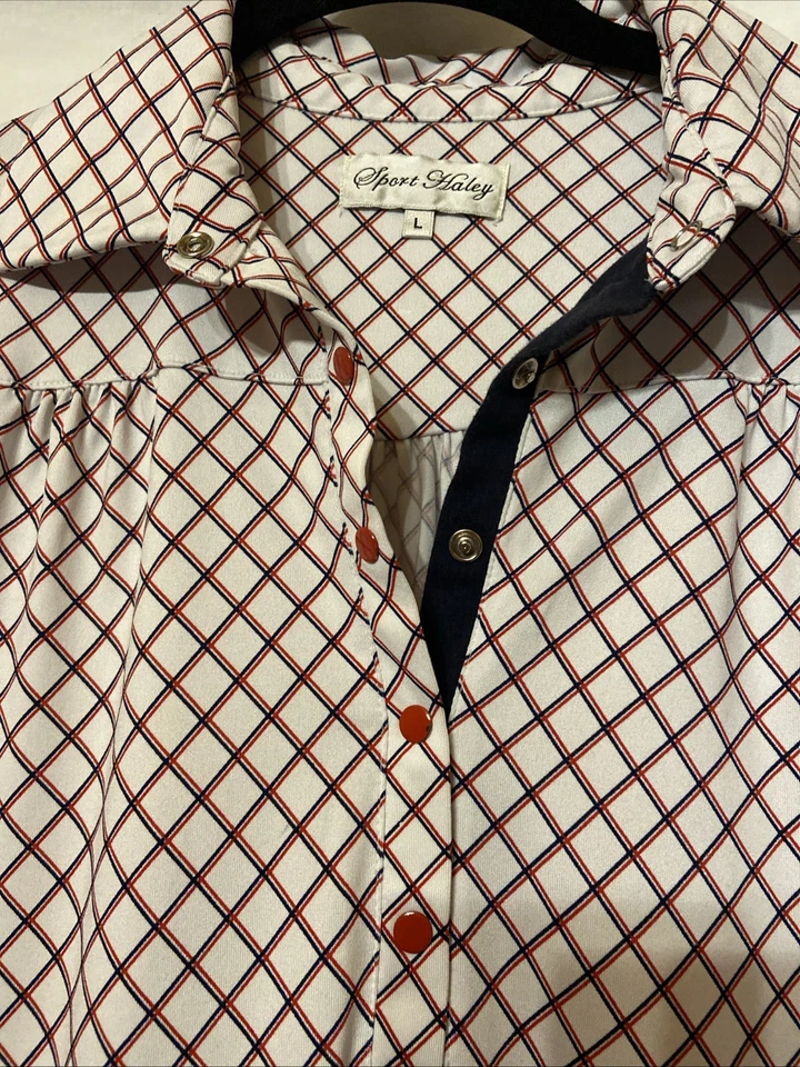 Manga Corta Rojo y Azul Golf Mujer Botones a Presión Talla Grande Pickleball Foto 3 de 4