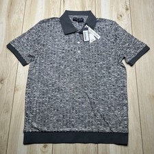 Paisley  Gray NEW Slim Fit Knit Polo Shirt Mens Size Large Lightweight Stretch