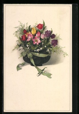 Artist Postcard Meissner & Buch M&B No. 2186: Vase with Flowers 