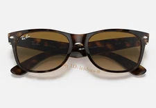 Ray-Ban RB2132 New Wayfarer Sunglasses Light Brown Gradient Lens Havana Frame 55