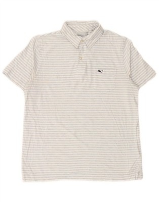 VINEYARD VINES Jungen Poloshirt 15-16 Jahre Large weiß gestreift Baumwolle CG03