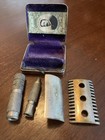 Vintage Unbranded Blue Velvet Safety Razor Set with Gillette Blade — photo 4