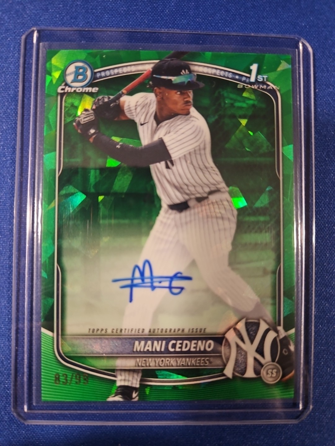 2025 Bowman Chrome Sapphire Mani Cedeno 1st Auto Green /99 🔥🔥