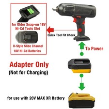 Adapter for DeWalt 20V Battery to Fit Older Snap-on 18V Ni-Cd Tools