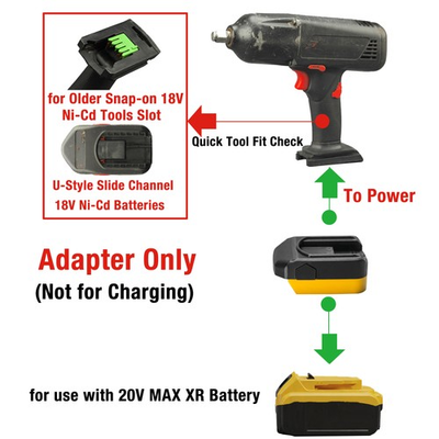 #ad Adapter for DeWalt 20V Battery to Fit Older Snap on 18V Ni Cd Tools $32.99