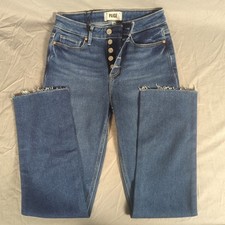 NWT Paige Cindy Jeans Women's 26 Blue Denim High Rise Straight Ankle Frayed Hem
