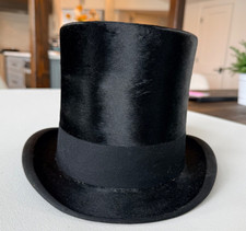 Vintage KNOX NY Silk Plush Top Hat Extra Quality Seattle 55cm 6 7/8 Long Oval