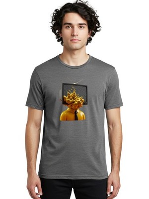 Tv-Head-Morphing Mens Graphic Tee, 100% Cotton, Casual Summer Wear