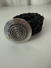 Chico's Black Braided Belt with Silver Buckle