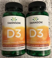 Swanson Higher Potency Vitamin D3 2000 IU 2X 250 Caps Bone Immune Health