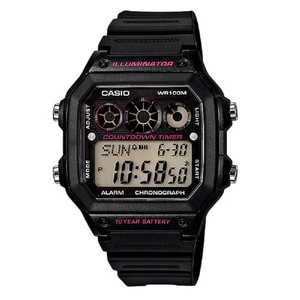 Casio AE-1300WH-1A2 Black Youth Series Digital Unisex Chronograph Sports Watch