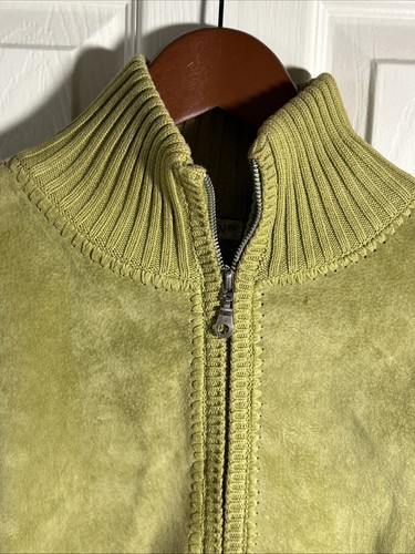 VTG Avalin Womens Green Super Soft Genuine Suede Front Sweater Jacket Size XL - Picture 2 of 8