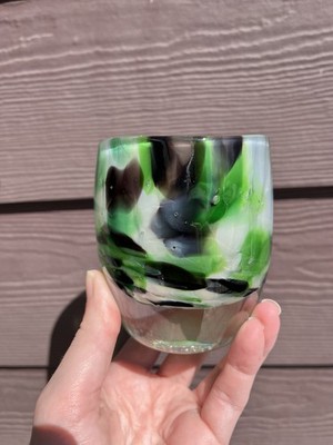 Unstickered Second Together Glassybaby - Climate Pledge-Lots Of Bubbles Wavy Rim