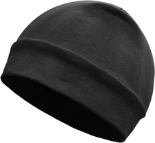 Quacc Unisex Cotton Beanie Hat Thin Running Skull Cap Winter One Size, Black 
