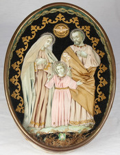 Antica opera monastica Francia XIX Secolo Reliquiario S. Famiglia Ex Voto Reliquiario