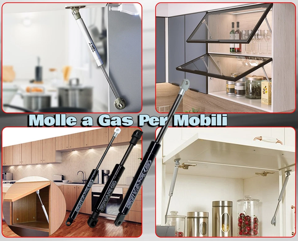 1 PISTONE A GAS MOLLA AMMORTIZZATORE PER MOBILI, CUCINA, SELLA, Foro Ø 6,1 mm - Immagine 2 di 4