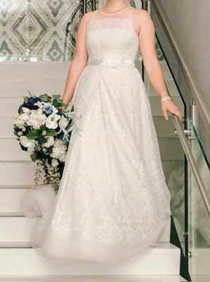 Vera Wang Ivory & Nude Wedding Dress Never Altered SZ 10/12 PRISTINE  L@@K