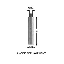 Panther Products CMEZ1F Zinc Pencil Engine Anode 3/8 UNC x 1/2 x 1-1/4"
