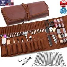 Leather Craft Tools Leather Working Tools Kit W/ Custom Storage Bag Punching New