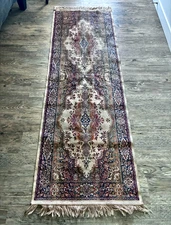 Fine Hand Knotted Silk Runner Rug - High KPSI ~388 (6.5' x 2')