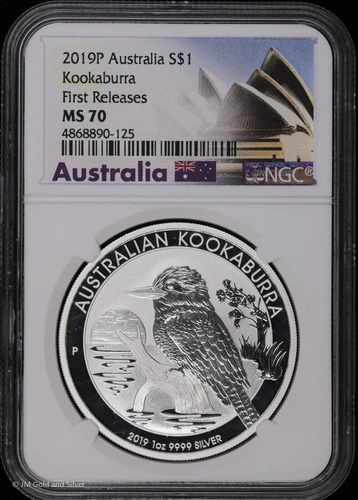 2019 P Australia 1 oz Silver Kookaburra NGC MS 70 First Releases BU Unc