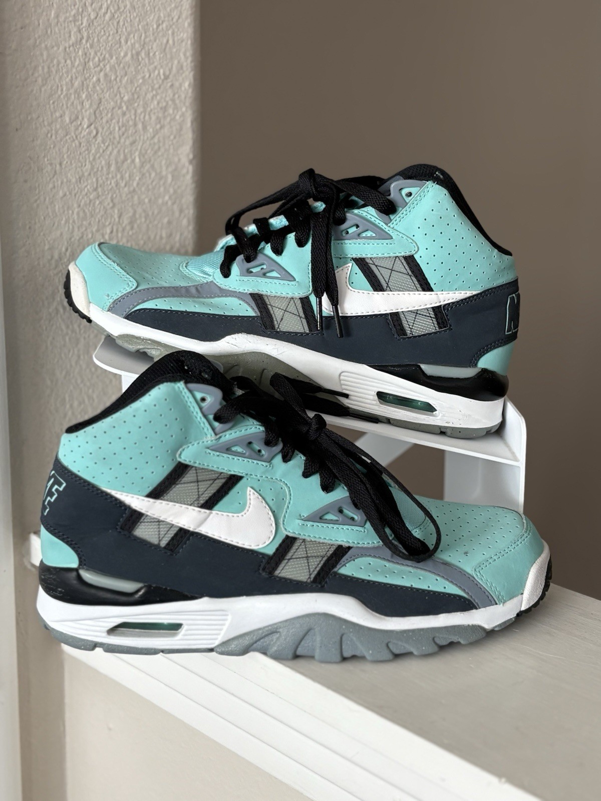 Nike Air Trainer High SC Bo Jackson 302346-301 Mint Black & White Men Youth Sz 7